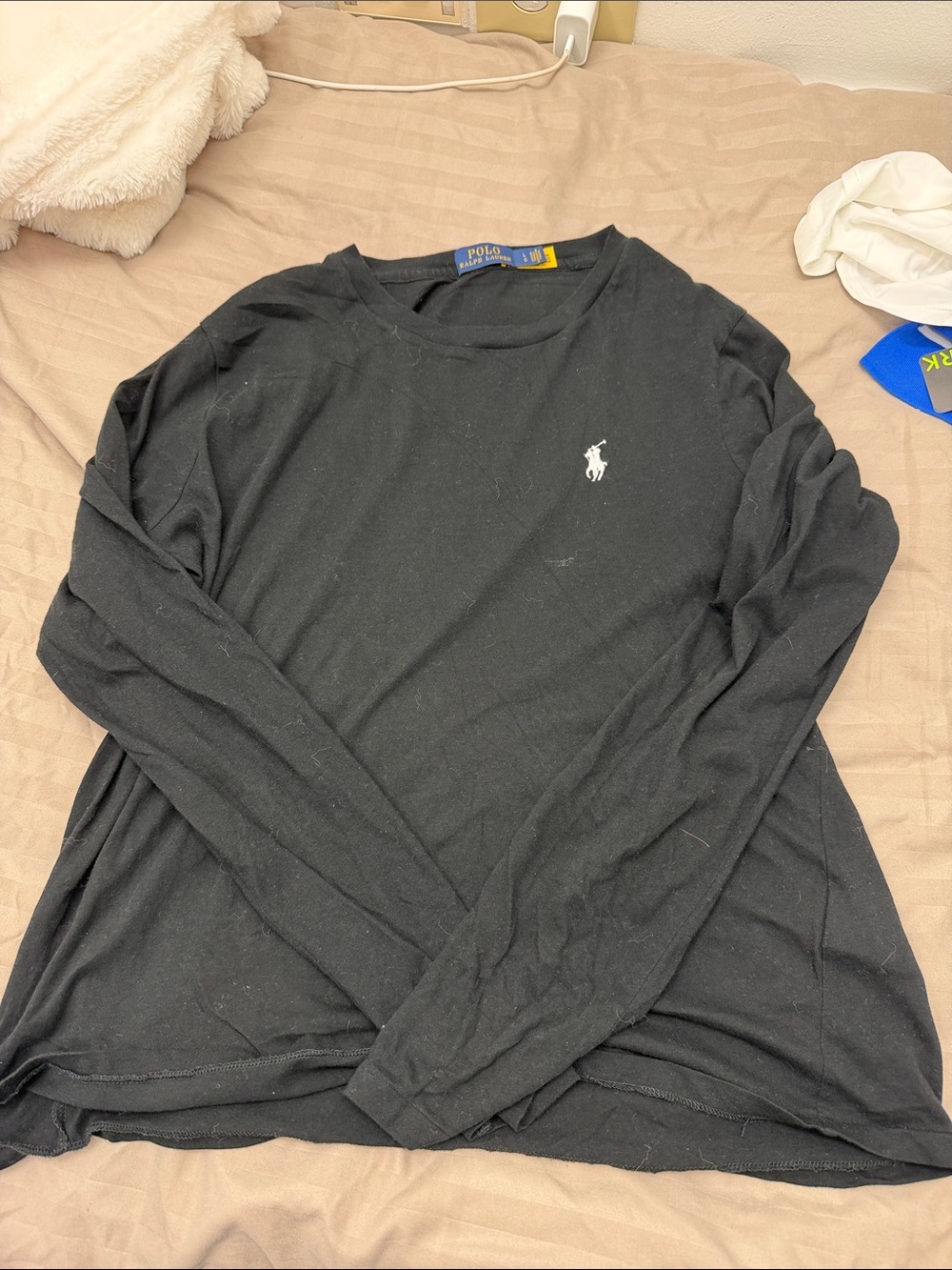 Ralph Lauren Black Long Sleeve Crewneck with White Logo
